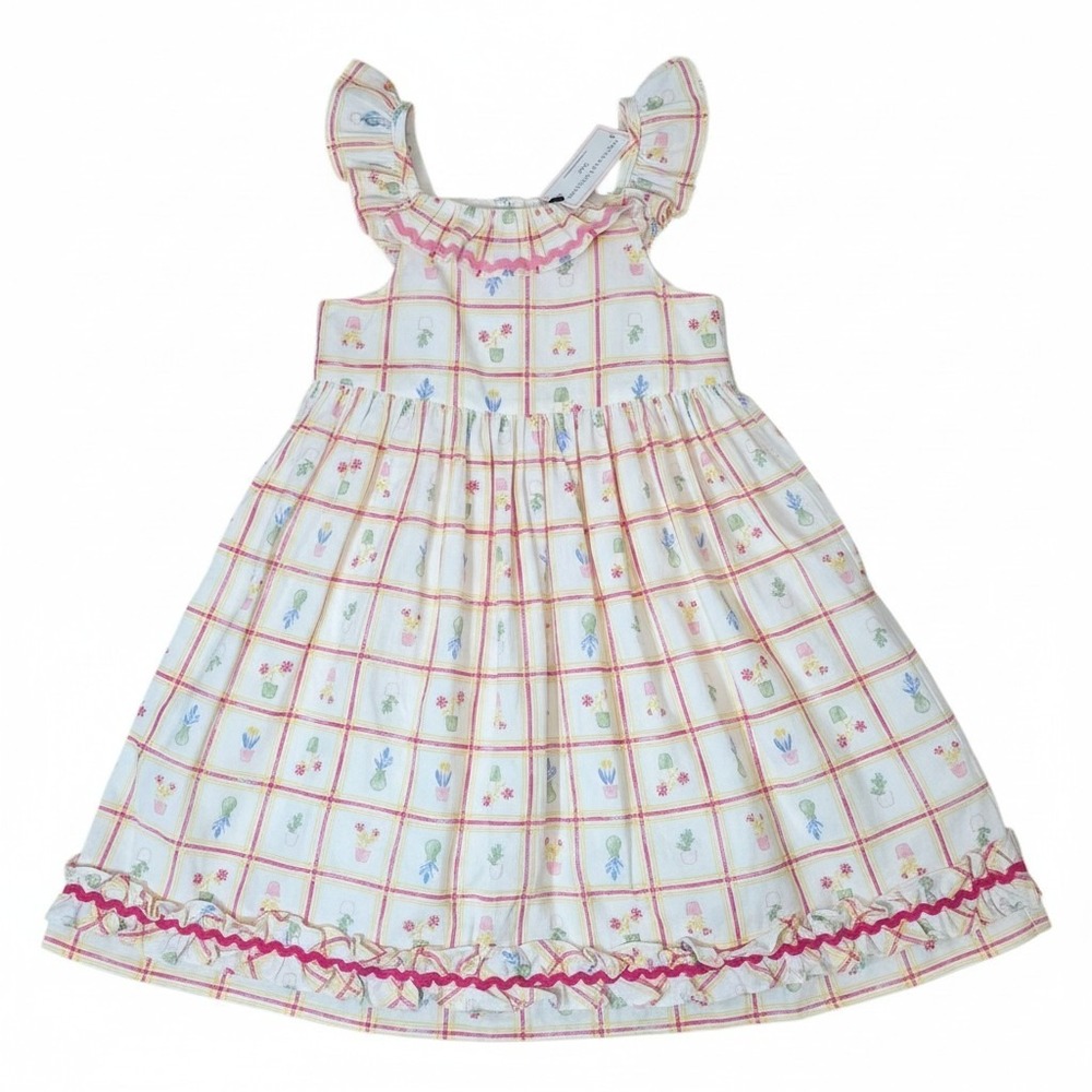 Cupcakes & Cashmere Girls 7 Dress NWT Pink Plaid Floral Ruffle Sundress